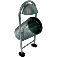 Corbeille ronde perforé sur 2 pieds à chapeau 30 litres vidage par basculement