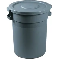 Portoir rond plastique à couvercle gris 80 litres