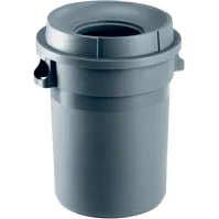 Portoir rond plastique à couvercle entonnoir gris 80 litres