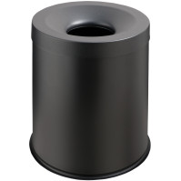 Corbeille anti-feu noire 15L élégante et sécurisée