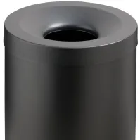 Corbeille antifeu noire 15L acier sécurité bureau stable