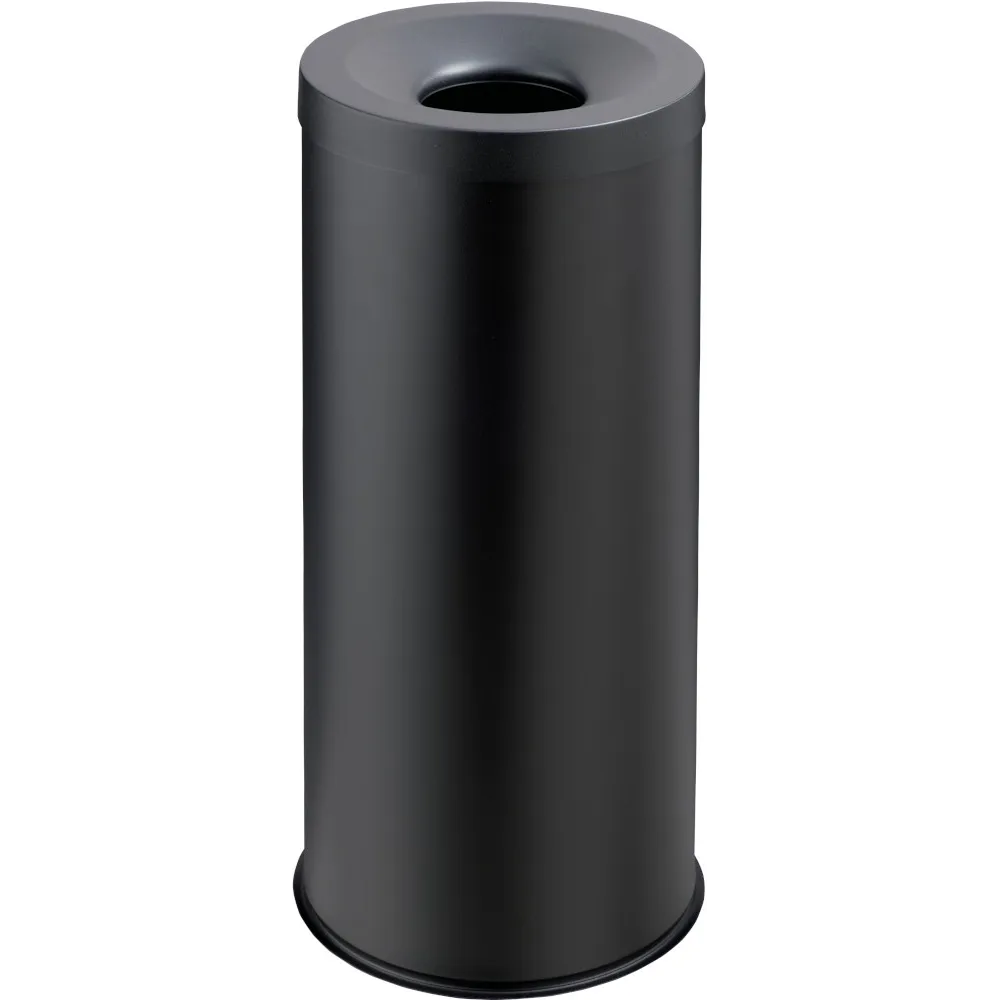 Corbeille noire anti-feu 30L sécurisée et élégante