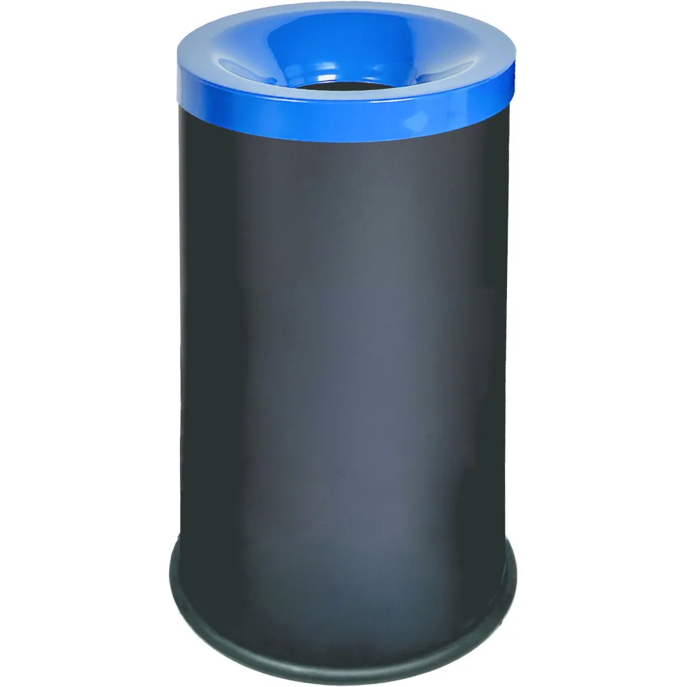 Corbeille anti-feu noire-bleue 50L pour tri sélectif