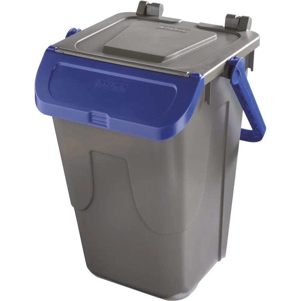 Poubelle bleue 35L avec couvercle basculant et anse