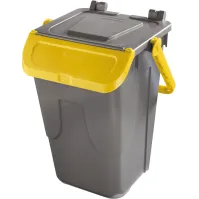 Poubelle 35L grise avec couvercle basculant jaune