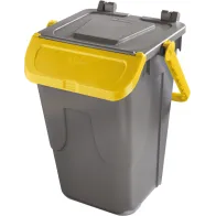Poubelle 35L grise avec couvercle basculant jaune
