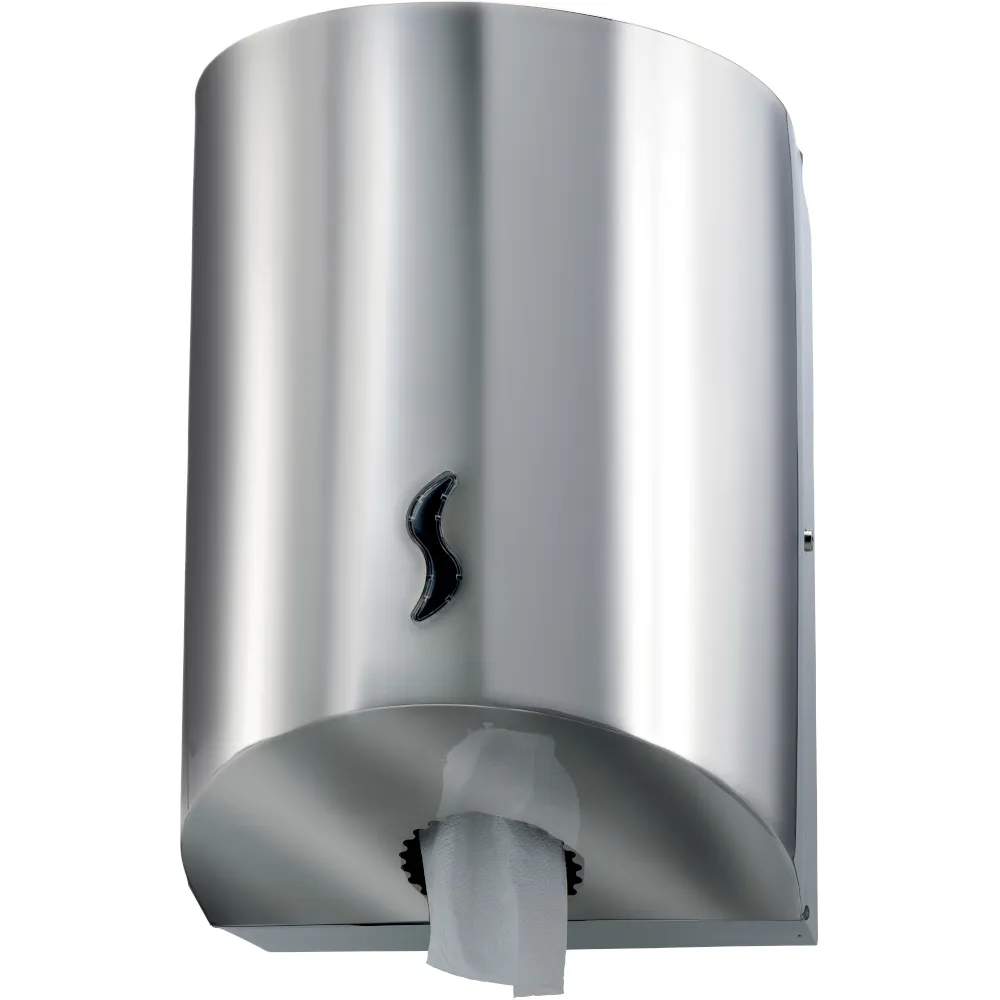 Distributeur inox brillant pour bobine essuyage dévidage central