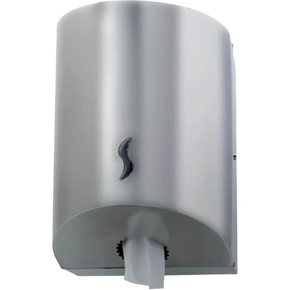 Distributeur inox brossé pour bobine dévidage central essuyage