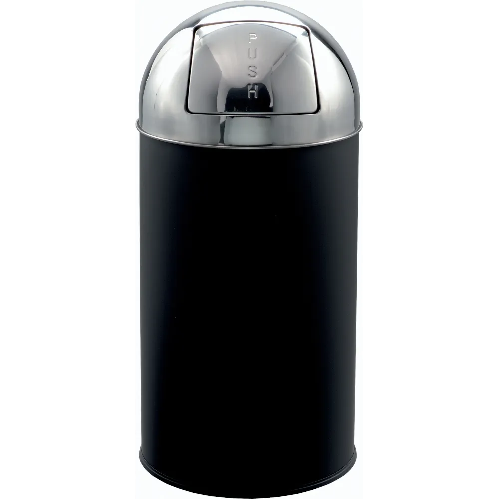 Poubelle dôme acier noir tête inox 40 litres