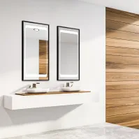 Miroir cadre aluminium LED argent