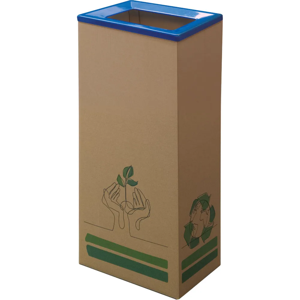 Poubelle carton 42L couvercle bleu écologique