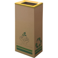 Poubelle carton 42L couvercle jaune écologique