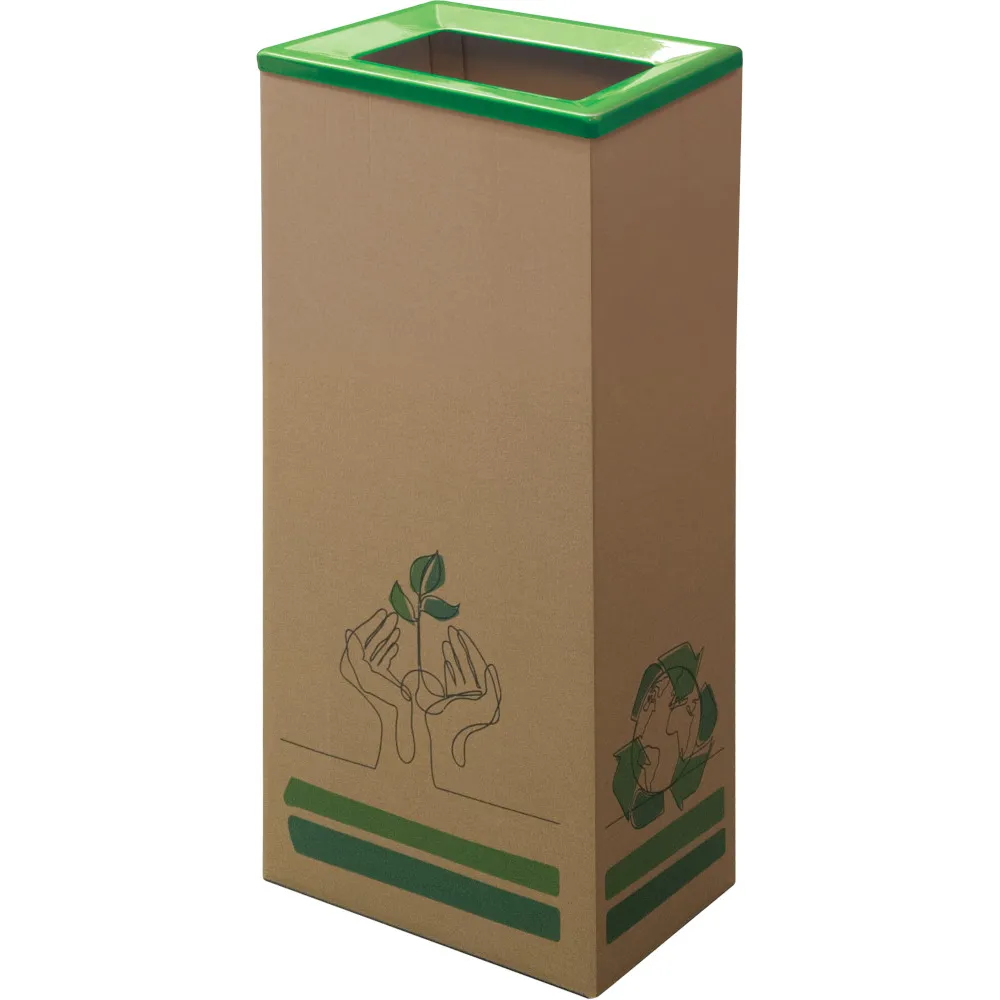 Poubelle carton 60L couvercle vert écologique
