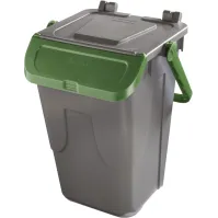 Poubelle verte 35L avec couvercle basculant et anse