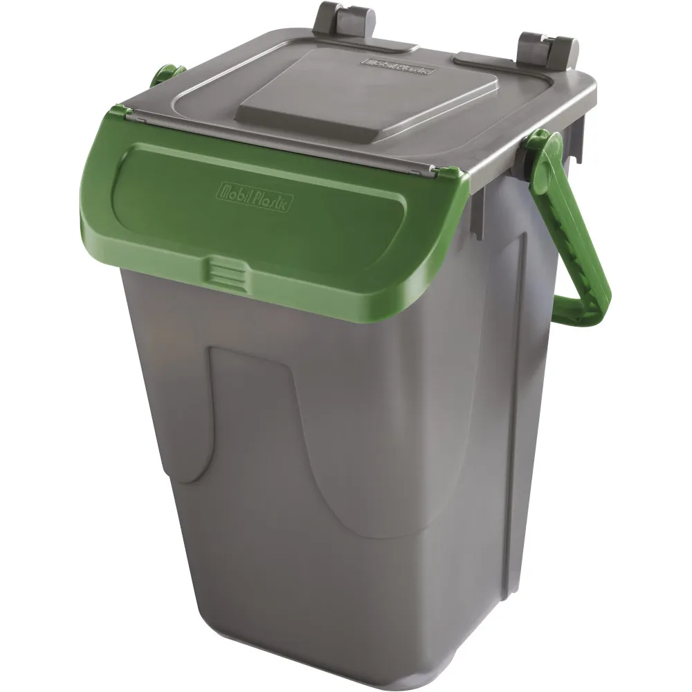 Poubelle verte 35L avec couvercle basculant et anse