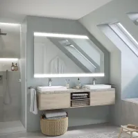 Miroir lumineux 2 bandes LED horizontale pour combles