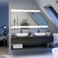 Miroir sur mesure sous comble 2 bandes lumineuses