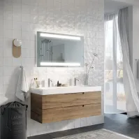 Miroir deux lignes LED horizontal