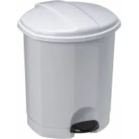 lot de 12 poubelles blanches ESA 5 litres avec couvercle actionnée par pédale