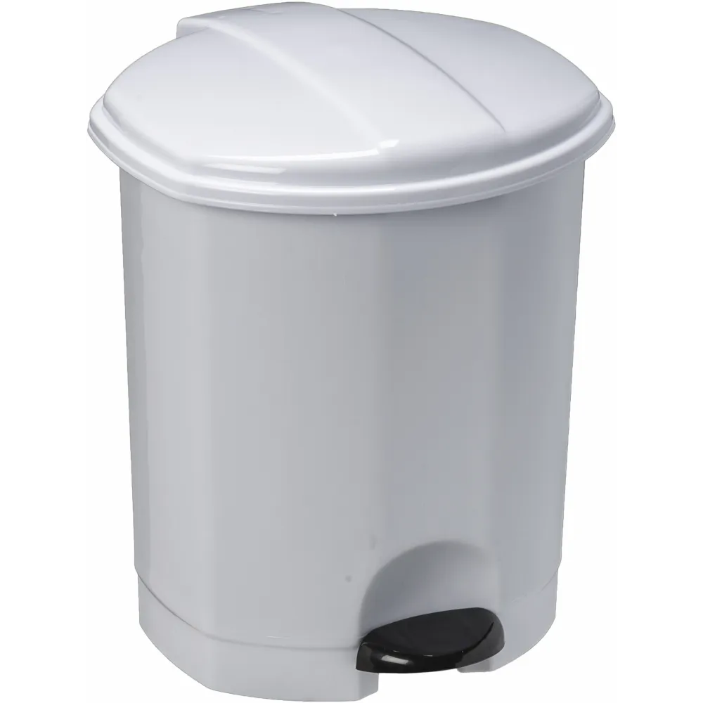 lot de 12 poubelles blanches ESA 5 litres avec couvercle actionnée par pédale