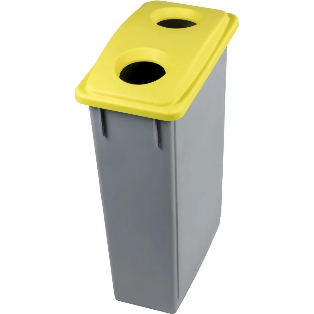 Bac 90L avec couvercle jaune pour recyclage gobelets plastique