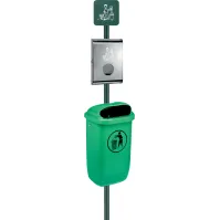 Support pratique pour distributeur de sacs déjections canine et poubelle. Ce poteau est robuste et durable
