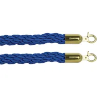 Cordon bleu avec 2 crochets dorés: cordon de balisage spectateurs élégant et durable avec 2 crochets dorés.