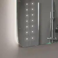 Ce miroir LED point est fabriqué verre protégé Teflon