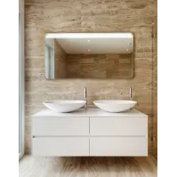 Miroir coins arrondis triple LED en verre de qualité supérieure.