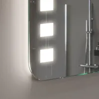 Miroir LED carré avec coins arrondis, éclairage LED 12V