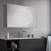 Miroir rectangulaire avec éllipse LED effet 3D pour une ambiance moderne.