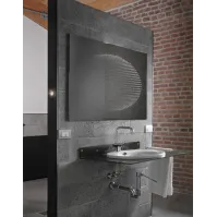 Miroir rectangulaire avec ellipse LED et cadre en aluminium brossé