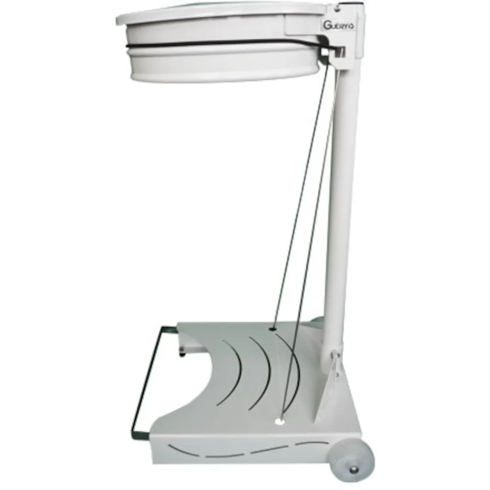 Support sac-poubelle mobile Le texte doit utiliser le mot clef sac fermement maintenu par une sangle élastique