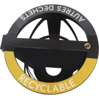 Corbeille sécurité ronde bi-flux fixation sol