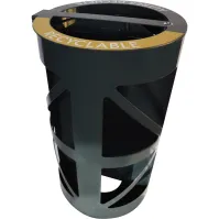 Corbeille sécurité ronde bi-flux pour lieux publiques