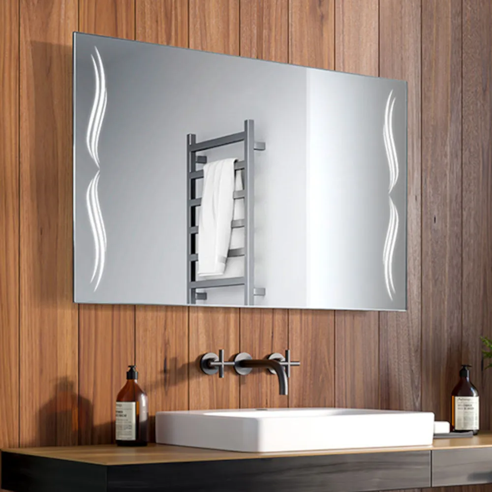 miroir rectangulaire moustache LED avec décor lumineux