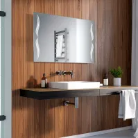 miroir moustache LED avec décor lumineux sur la surface glace