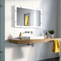 miroir rectangle led avec décor lumineux incrusté sur la glace