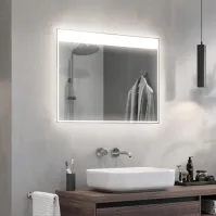 miroir rectangulaire light+ sur mesure avec cadre lumineux et large bande supérieure