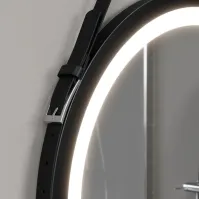 miroir rond scandinave avec lumière LED périphérique