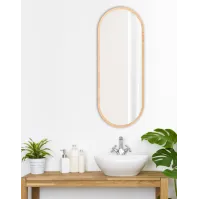 miroir oblong scandinave avec cadre aspect bois élégant