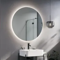 miroir rond avec rétro-éclairage intégré pour ambiance lumineuse