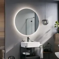 miroir rond rétroéclairé avec led intégrée sur verre