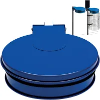 Support mural bleu pour sacs-poubelles acier galvanisé