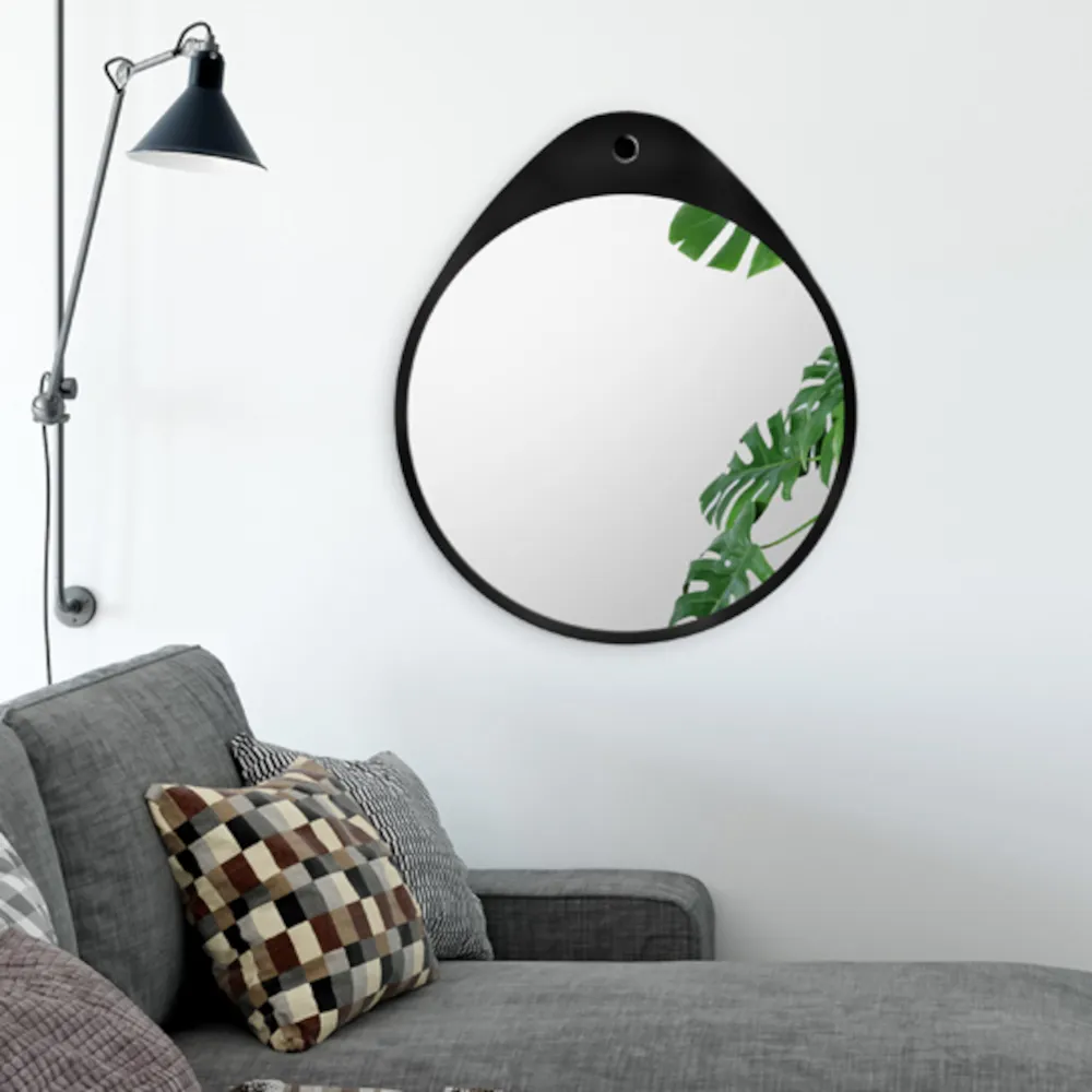 miroir oslo black élégant miroir rond décoratif noir