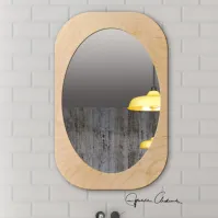 miroir ovale dans cadre bois naturel elipse rectangulaire