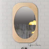miroir ovale dans cadre bois naturel elipse rectangulaire