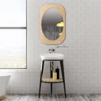 miroir elipse cadre bois naturel fabriqué en contreplaqué feuilleté huillé