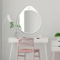 miroir rond oslo blanc avec déformation supérieure unique