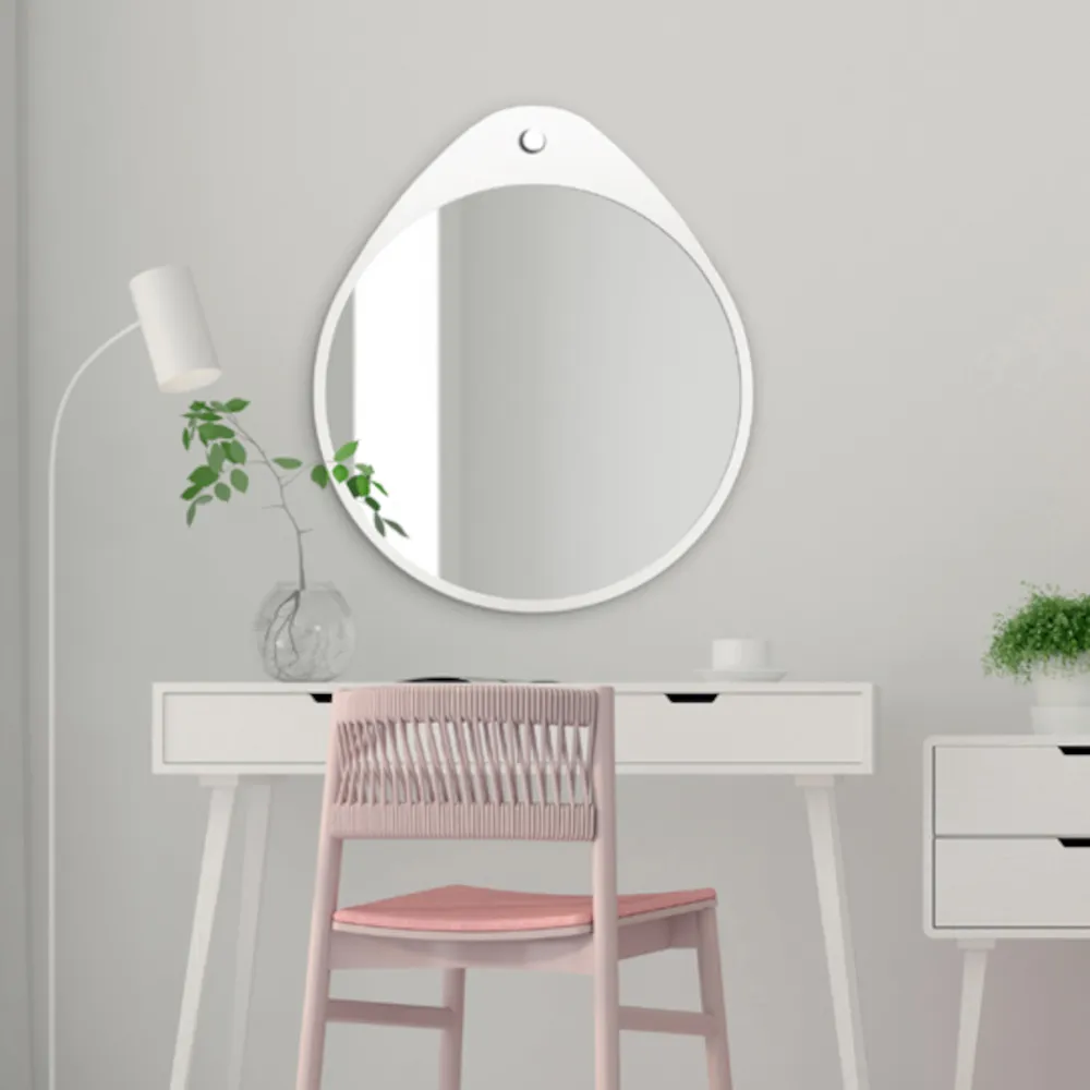 miroir rond oslo blanc avec déformation supérieure unique